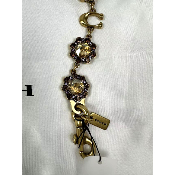 Coach Short Jewelry Chain Strap In Brass/Yellow Multi CAU47 NWT - Picture 3 of 7